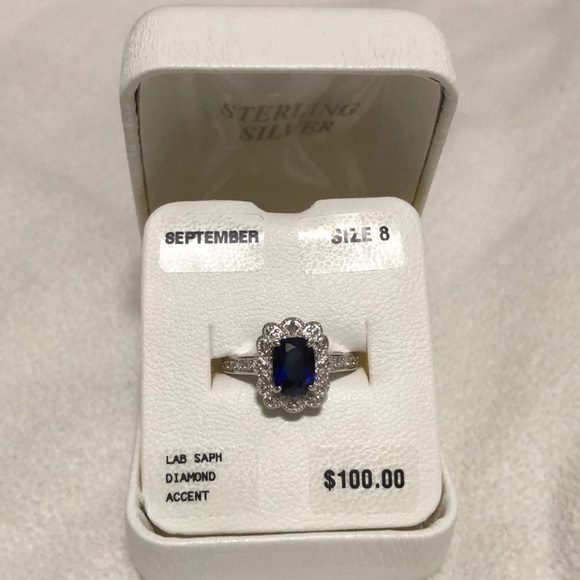 Sterling silver sapphire ring - Picture 1 of 5